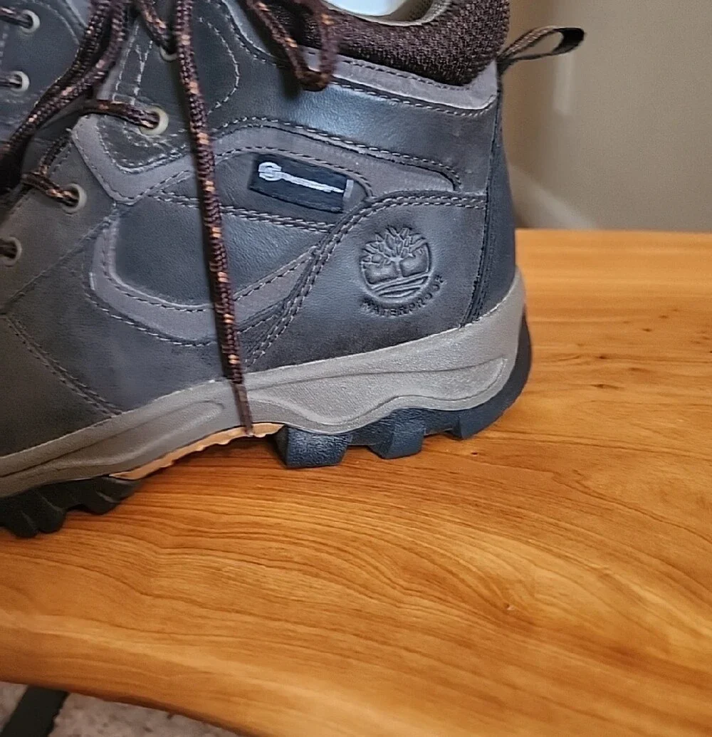 Timberland Boy's Brown Leather Waterproof Lace-Up Hiking/Work Boots